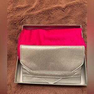 Silver Clutch with Bright Pink Infinity Scarf and gift box